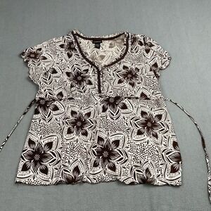 Lane Bryant Women's Top Size 22/24 white‎ Empire Waist/Tie Floral,Stretch